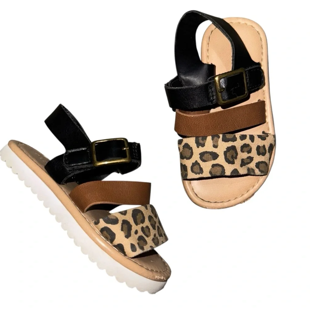 Old Navy Kids Sandals with Leopard Print and Black Straps